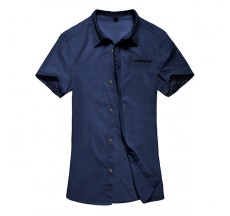 6 Colors Men Business Casual Turn Down Collar Slim Fit Cotton Short Sleeve Shirt