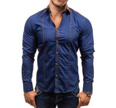 Casual Pure Color Long Sleeve Button up Shirt for Men